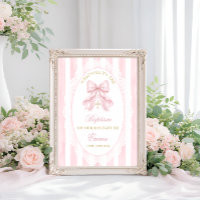 Elegant Pink Bow Girl Baptism Welcome