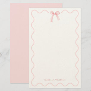Elegant Pink Bow Girl Personalized Stationery