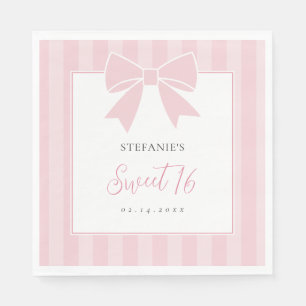 Elegant Pink Bow Girl Sweet 16 Birthday Party Napkin