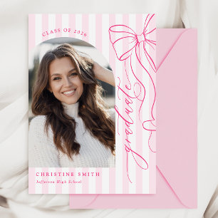 Elegant Pink Bow Graduation  Invitation