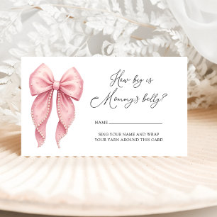 Elegant Pink Bow How Big Is Mommys Belly Enclosure Card