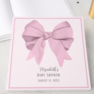 Elegant Pink Bow It's a Girl Baby Shower Guest Book