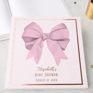 Elegant Pink Bow It's a Girl Baby Shower Rose Gold Guest Book
