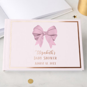 Elegant Pink Bow It's a Girl Baby Shower Rose Gold Guest Book
