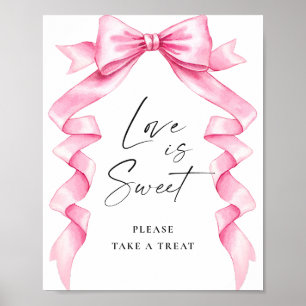 Elegant Pink Bow Love is Sweet Wedding Sign
