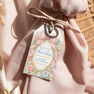 Elegant Pink Bow Love Shack Baby Shower Thank You Gift Tags