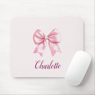 Elegant Pink Bow & Name   Personalised Mouse Pad
