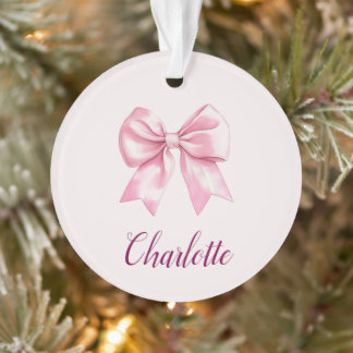 Elegant Pink Bow & Name | Personalised Ornament