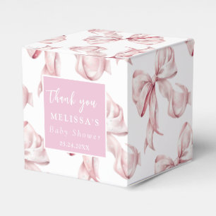Elegant Pink Bow Pearls Baby Shower Favour  Box