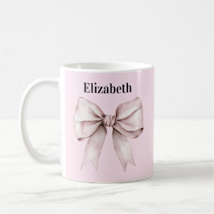 Elegant pink bow Personalised Name Coffee Mug