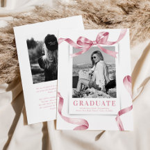 Elegant Pink Bow Photo Graduation