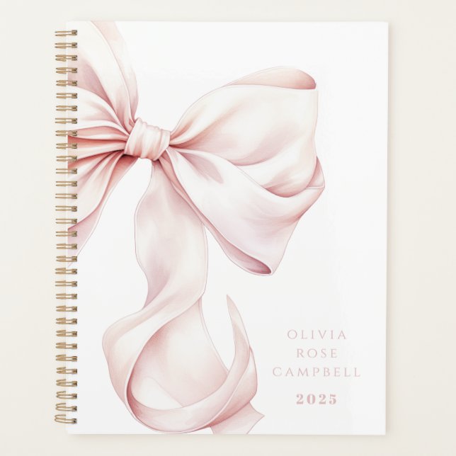 Elegant Pink Bow Planner (Front)
