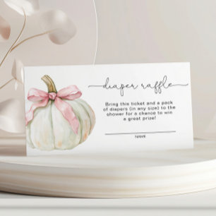 Elegant Pink Bow Pumpkin Diaper Raffle Card