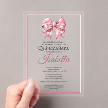 Elegant Pink Bow Quinceanera 15th Birthday