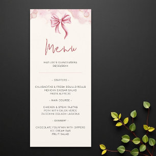 Elegant Pink Bow Quinceañera Menu