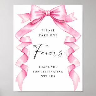 Elegant Pink Bow Ribbon Favours Wedding Sign
