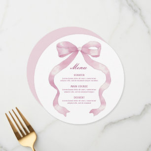 Elegant Pink Bow Round Menu