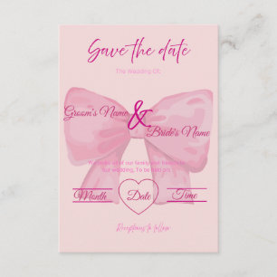 Elegant Pink Bow "Save the Date" Wedding Invitation