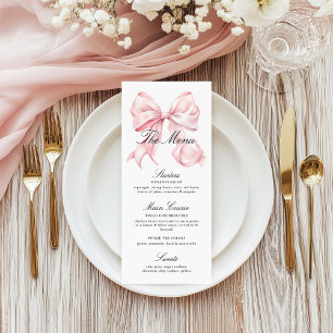 Elegant Pink Bow Shower Menu