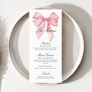 Elegant Pink Bow Shower Menu