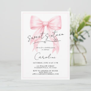 Elegant Pink Bow Sweet 16 Invitation
