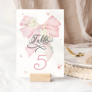 Elegant Pink Bow Table Number