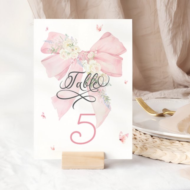Elegant Pink Bow Table Number (Creator Uploaded)