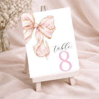 Elegant Pink Bow Table Numbers 