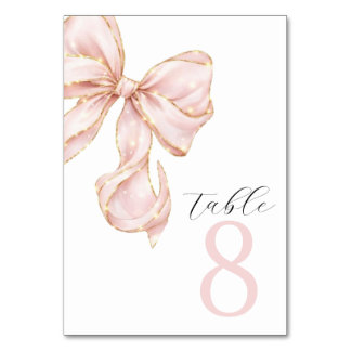 Elegant Pink Bow Table Numbers 