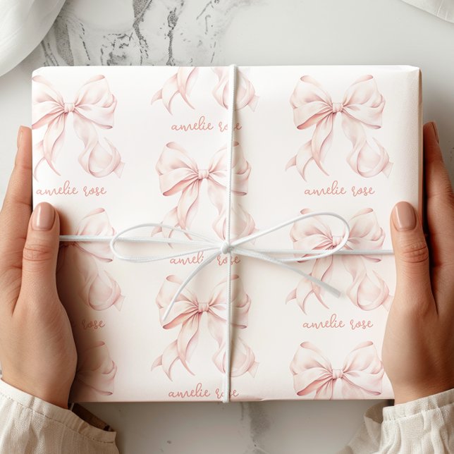 Elegant Pink Bow Wrapping Paper (Creator Uploaded)