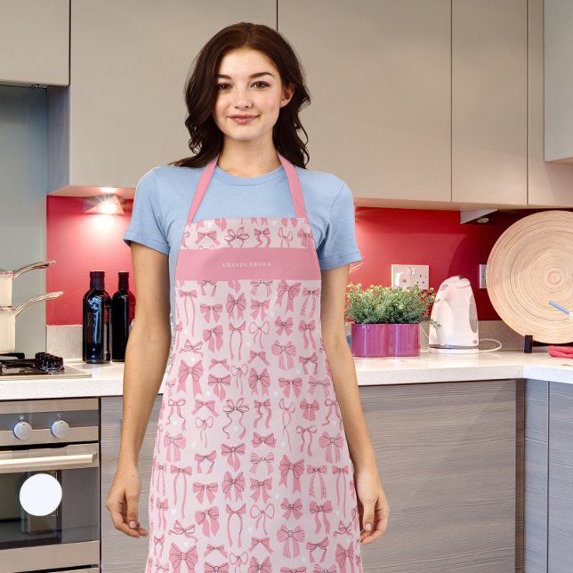 Elegant Pink Bows and Coquette Chic Trendy Apron (Creator Uploaded)