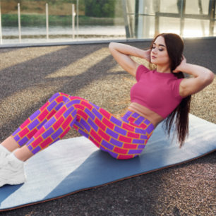 Elegant Pink Brick Gym Yoga Women Leggings