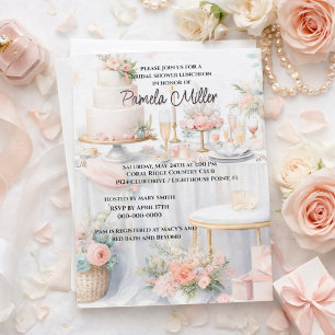 Elegant Pink Bridal Shower Luncheon Invitation