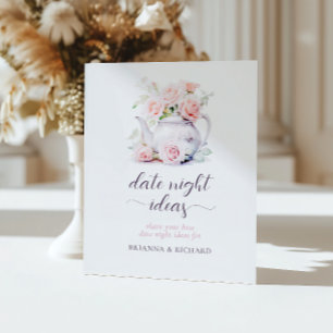 Elegant Pink Bridal Shower Tea Date Night Ideas Pedestal Sign