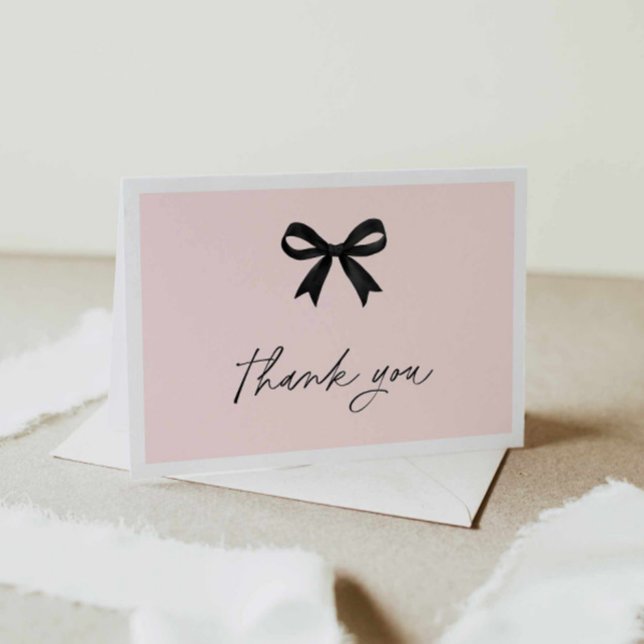 Elegant Pink Bridal Shower Thank you card (Pink Bow Bridal Shower thank you folded card)