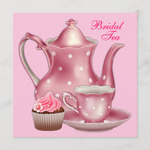 Elegant Pink Bridal Tea Party Invitation