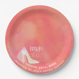 Elegant Pink Bride To Be Wedding Bridal Shower  Paper Plate