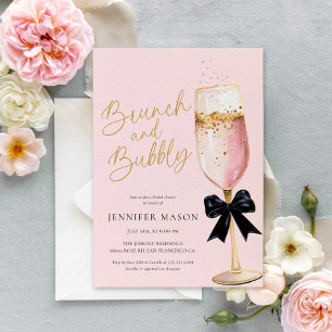 Elegant Pink Brunch and Bubbly Bridal Shower Invitation