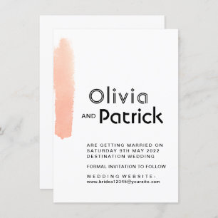 Elegant pink brush stroke. Modern simple Wedding Save The Date