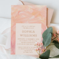 Elegant pink brush strokes wedding bridal shower