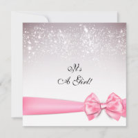 Elegant Pink Bubblegum Bow Sparkles Baby Shower