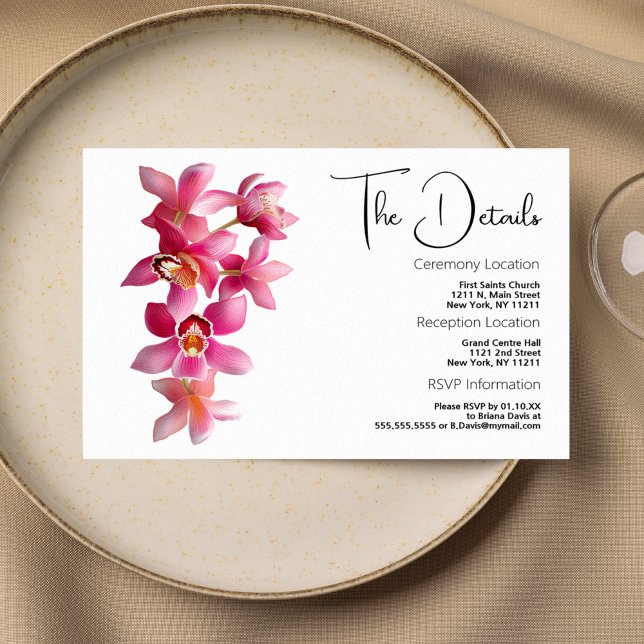 Elegant pink burgundy orchids flowers Details Card (Elegant pink burgundy orchids flowers Details )