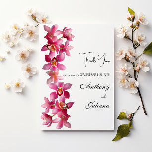 Elegant pink burgundy orchids flowers Thank You Invitation
