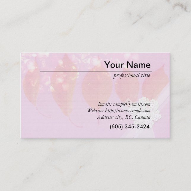 elegant, pink business card (Front)