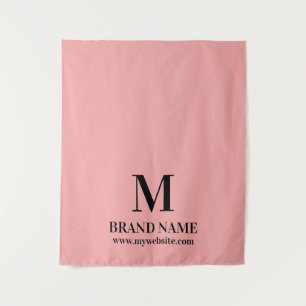 Elegant Pink Business Logo Table Branding Design Tapestry