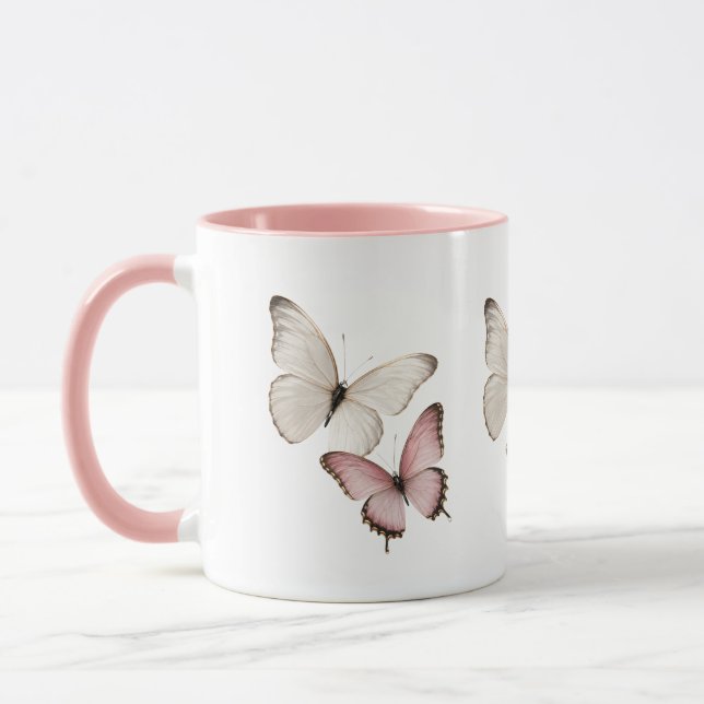 Elegant Pink Butterfly Mug (Left)