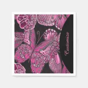 Elegant Pink Butterfly Pattern Napkins