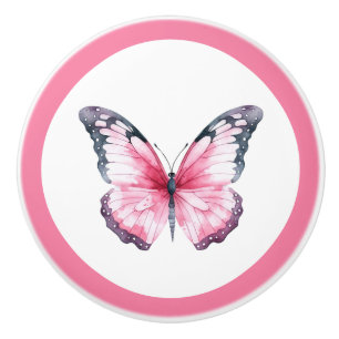 Elegant Pink Butterfly Pretty Girl's Drawer Knob