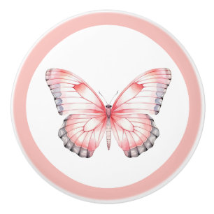 Elegant Pink Butterfly Pretty Girl's Drawer Knob