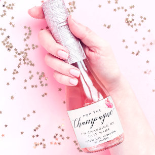 Elegant Pink Butterfly  Sparkling Wine Label